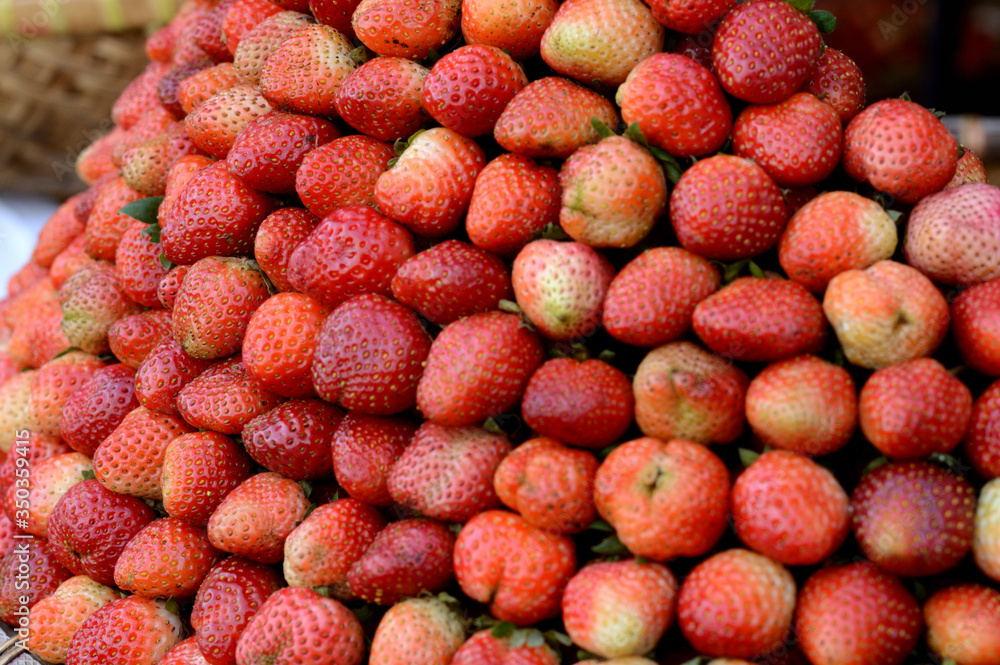 strawberries in a market
