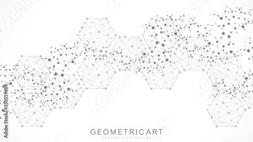 Hexagonal abstract background. Big Data Visualization. Global network connection