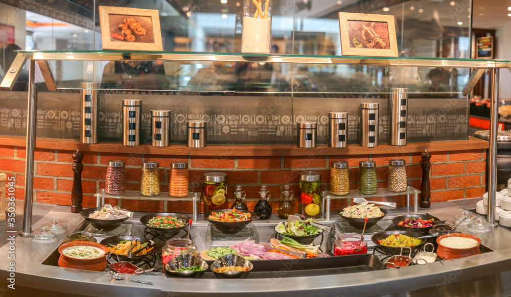 Spices and pickles in restaurants in counter