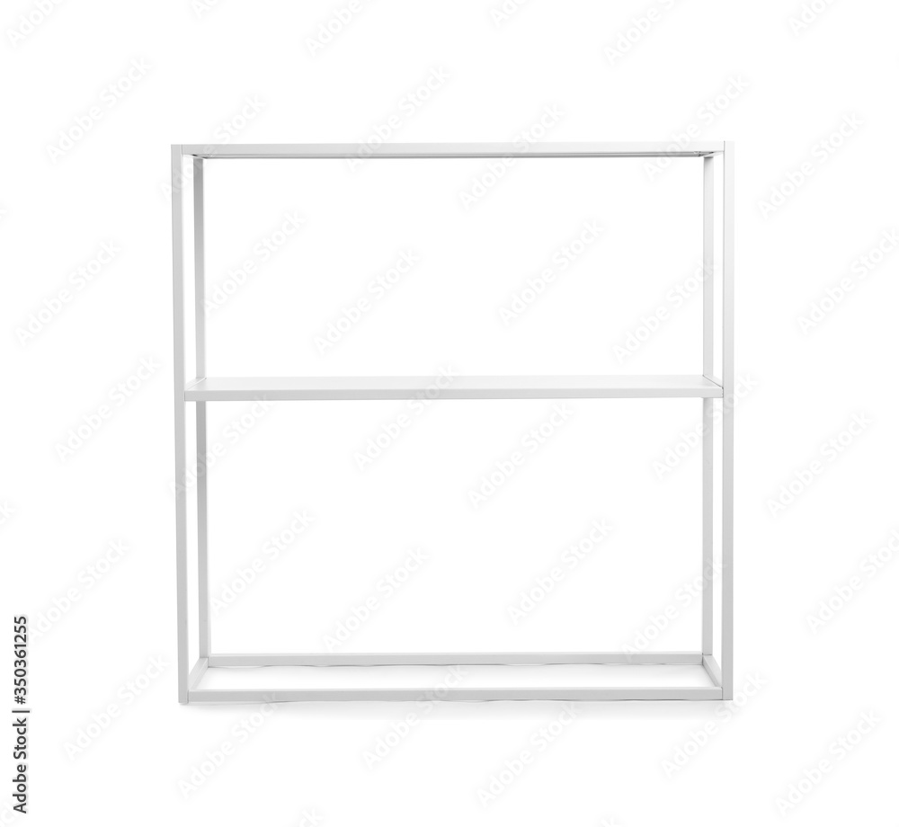 Empty modern shelving unit isolated on white Empty modern shelving unit isolated on white