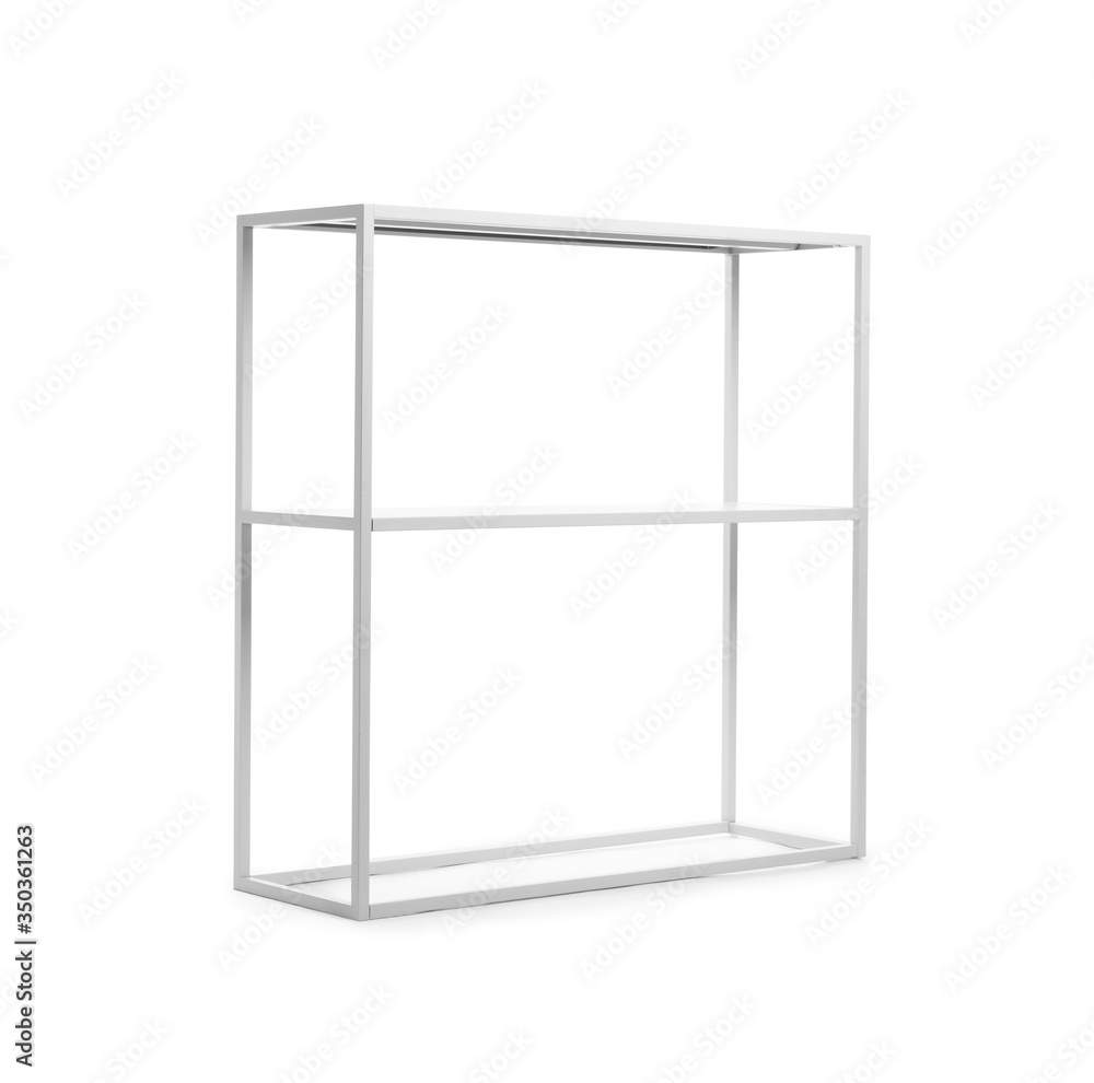 Empty modern shelving unit isolated on white Empty modern shelving unit isolated on white
