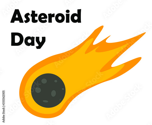 vector asteroid illustration for asteroid day 30 June. bright space meteorite vector illustration