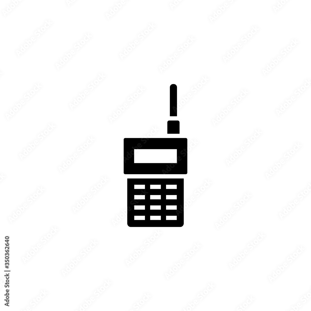 Walkie talkie vector icon in black flat shape design isolated on white background Walkie talkie vector icon in black flat shape design isolated on white background
