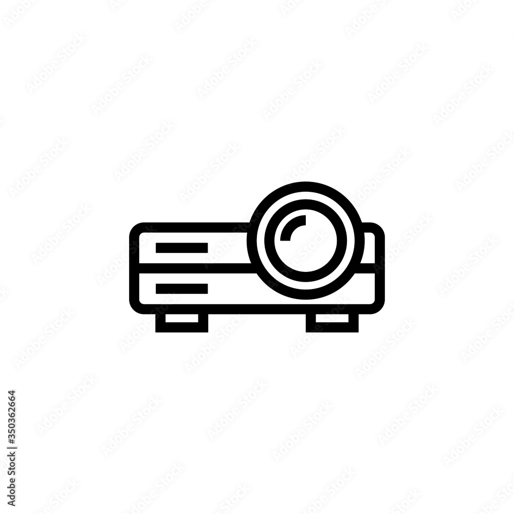 Projector vector icon in outline, linear style isolated on white background Projector vector icon in outline, linear style isolated on white background