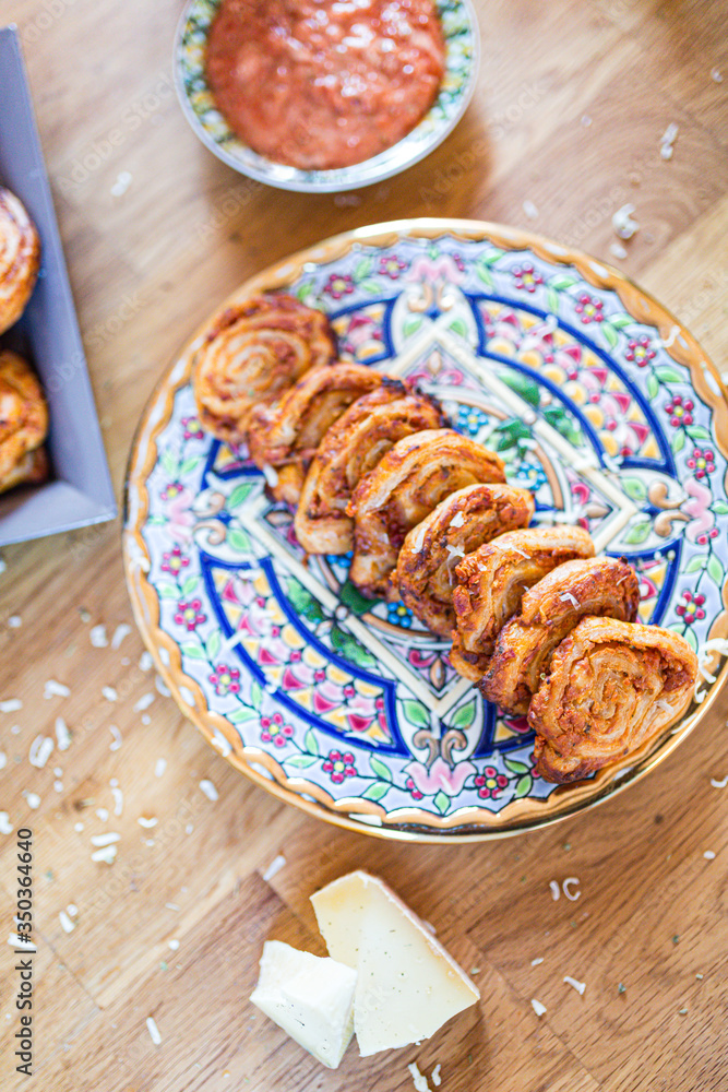 tomato and cheese roll on oriental plate tomato and cheese roll on oriental plate