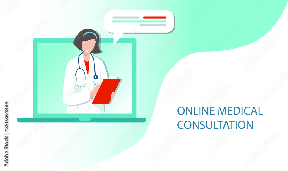 pharmacy online technology navel and consultation no contact vector flat illustration