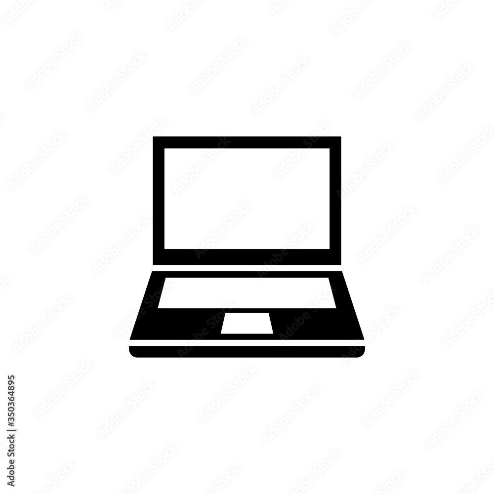 Laptop vector icon in black flat shape design isolated on white background Laptop vector icon in black flat shape design isolated on white background