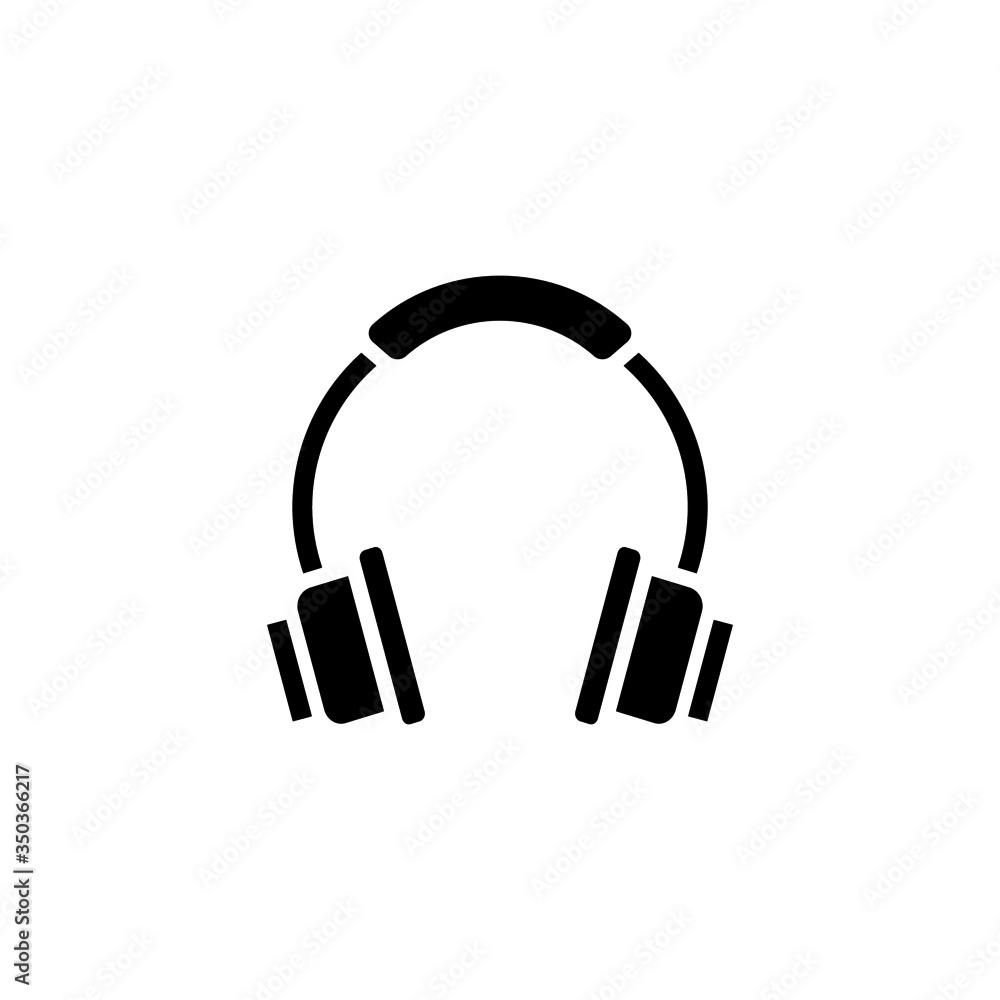Headphones vector icon in black solid style isolated on white background Headphones vector icon in black solid style isolated on white background