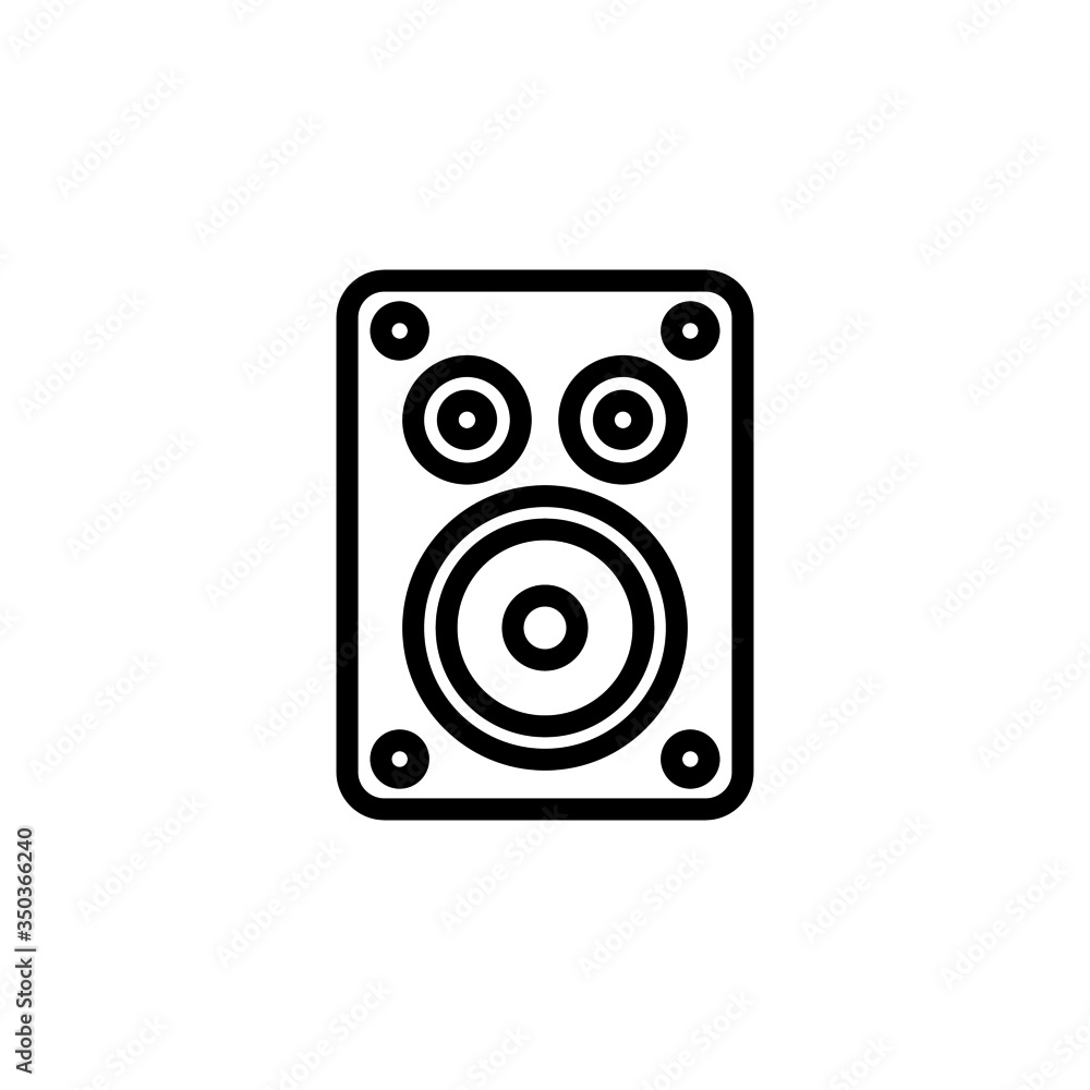 Speakers vector icon in outline, linear style isolated on white background Speakers vector icon in outline, linear style isolated on white background