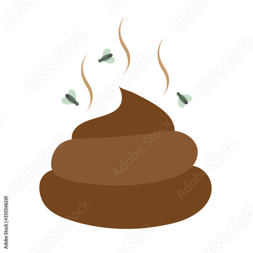 Flat Icon excrement. Feces images. Poop. Modern vector illustration for web and mobile. Fly around excrement. Vector graphics to design.