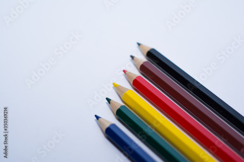 color pencils on white background
