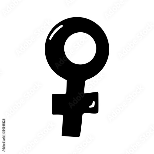 Cute hand drawn doodle female symbol. Isolated on white background. Vector stock illustration.