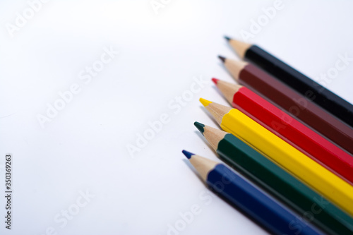 colored pencils isolated on white background