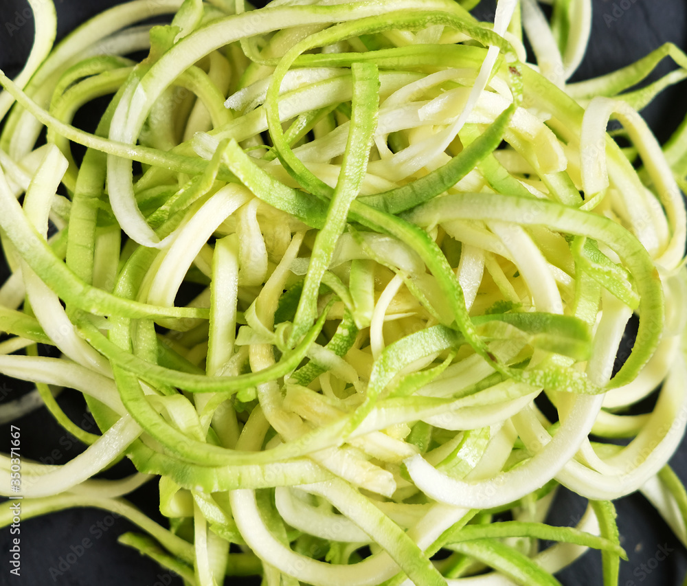 sliced zucchini, spiral, diet food, low-carb nutrition sliced zucchini, spiral, diet food, low-carb nutrition