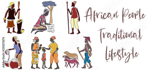 Africa Day Illustration to Celebrate May 25th with Traditional People Working in Tradition Roles from African continent.