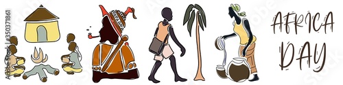 Traditional People for Africa Day Illustration to Celebrate May 25th with Working in Tradition Roles from African continent.