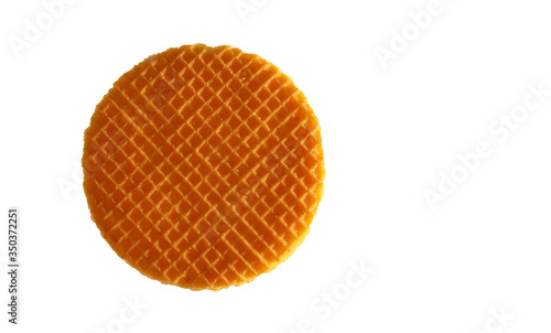 Round waffle isolated on a white background
