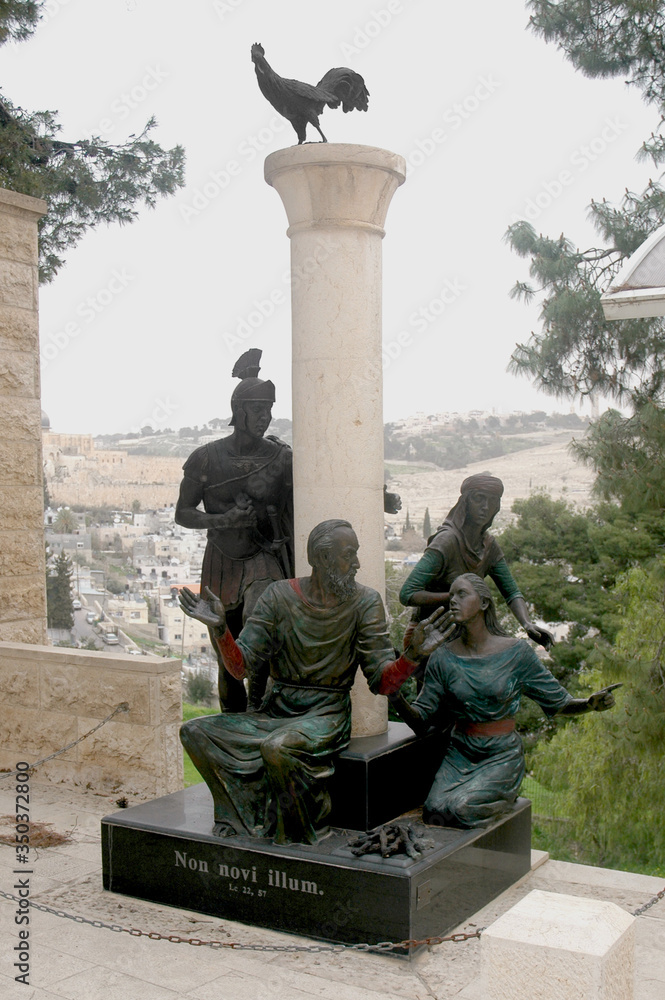 Fototapeta premium Statue of Saint Peter, Eastern slope of Mount Zion, Jerusalem, Israel
