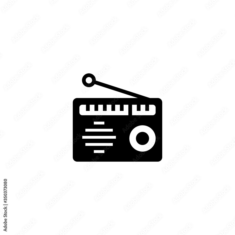 Radio vector icon in black solid flat design icon isolated on white background Radio vector icon in black solid flat design icon isolated on white background