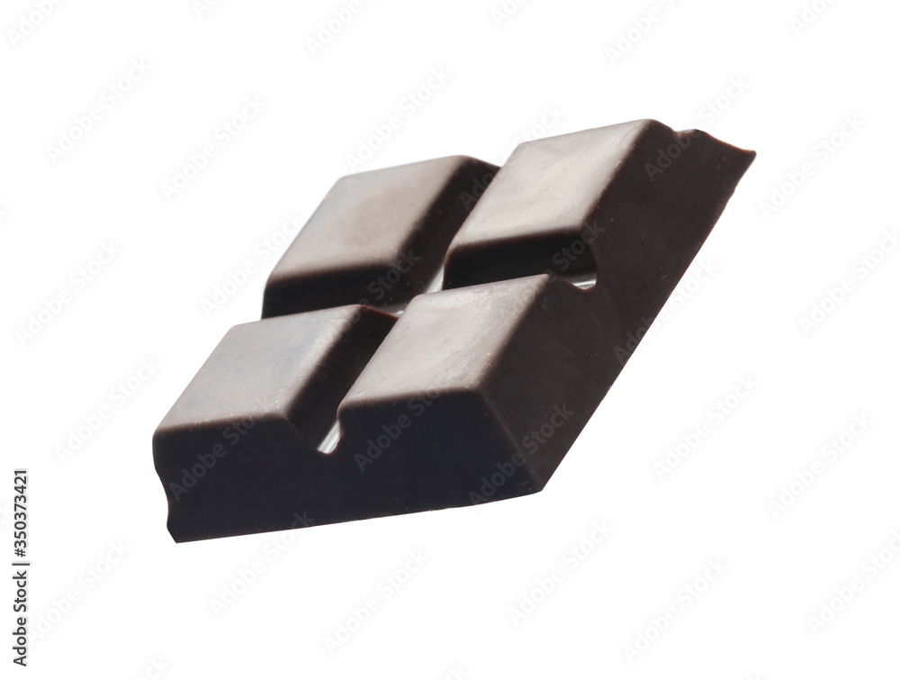 Piece of delicious dark chocolate isolated on white Piece of delicious dark chocolate isolated on white