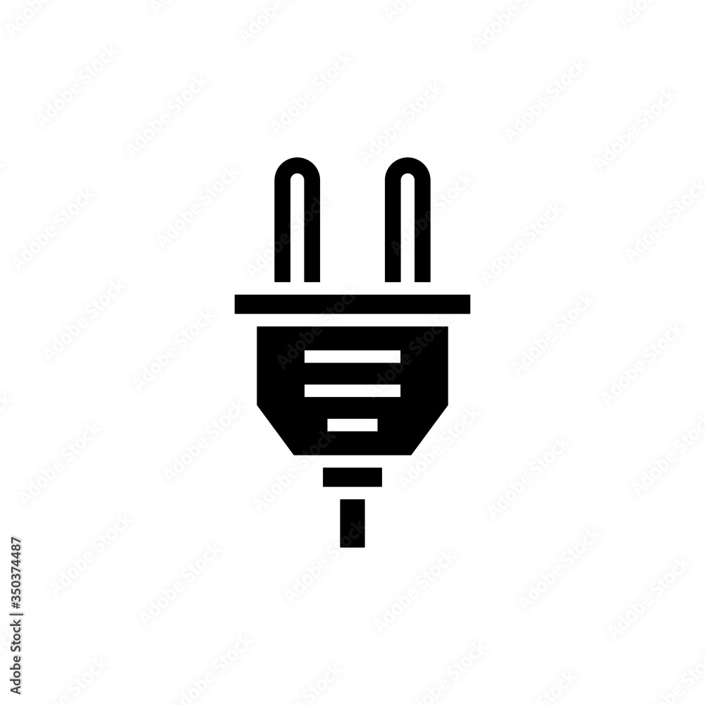 Plug vector icon in black solid flat design icon isolated on white background Plug vector icon in black solid flat design icon isolated on white background