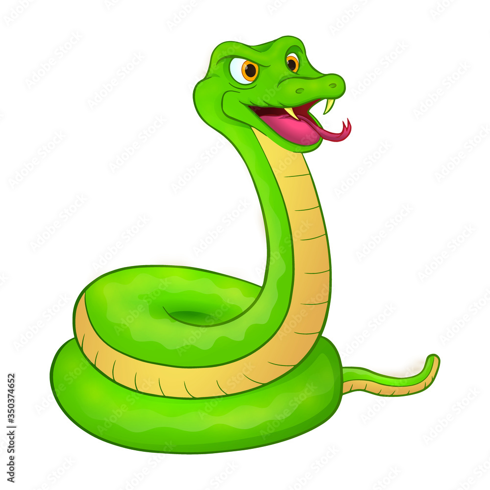 Fototapeta premium green snake cartoon