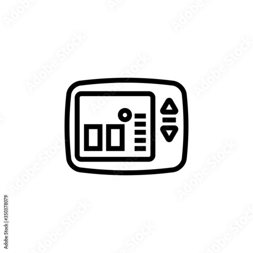 Thermostat icon in linear, outline icon isolated on white background