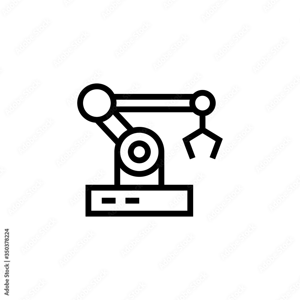 Robot arm icon in linear, outline icon isolated on white background vector  de Stock | Adobe Stock