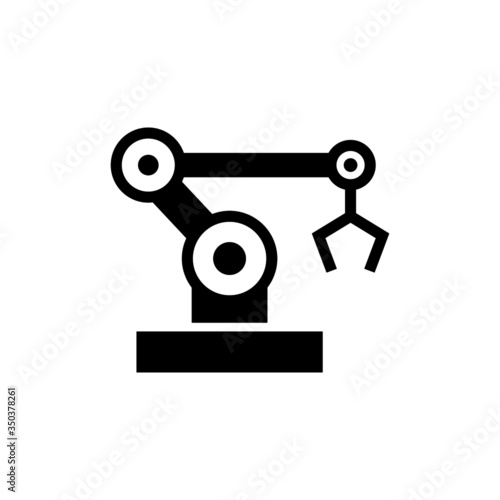 Robot arm icon in black solid flat design icon isolated on white background