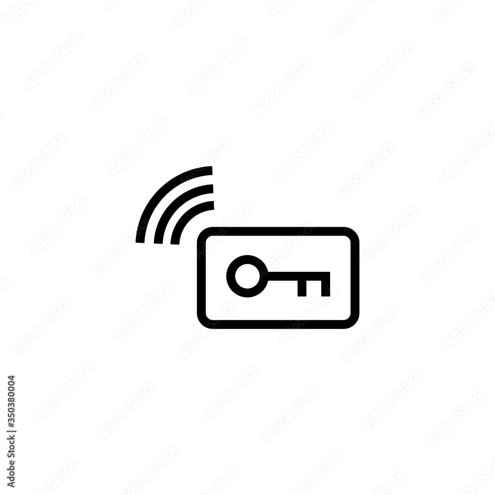 Key card icon in linear, outline icon isolated on white background Key card icon in linear, outline icon isolated on white background