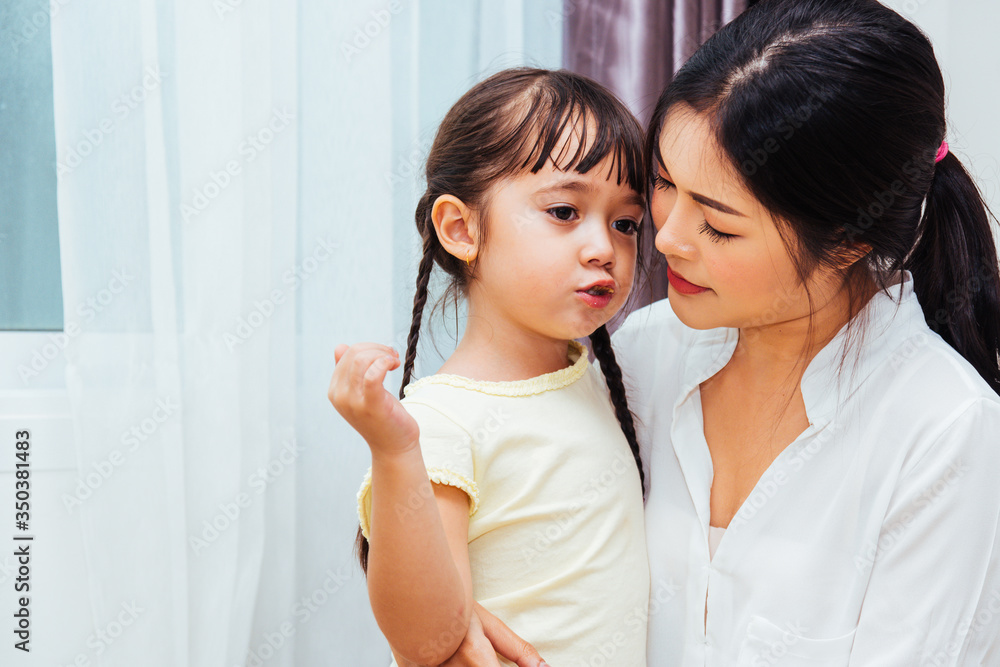 Child kid girl kindergarten and beautiful mother Child kid girl kindergarten and beautiful mother