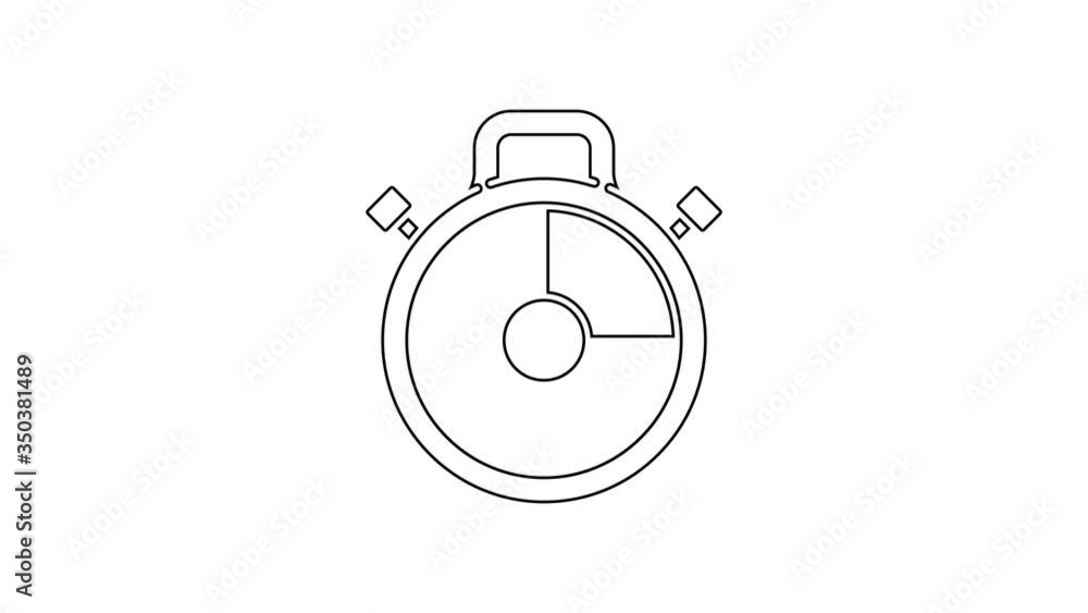 Black line Stopwatch icon isolated on white background. Time timer sign. Chronometer sign. 4K Video motion graphic animation Black line Stopwatch icon isolated on white background. Time timer sign. Chronometer sign. 4K Video motion graphic animation