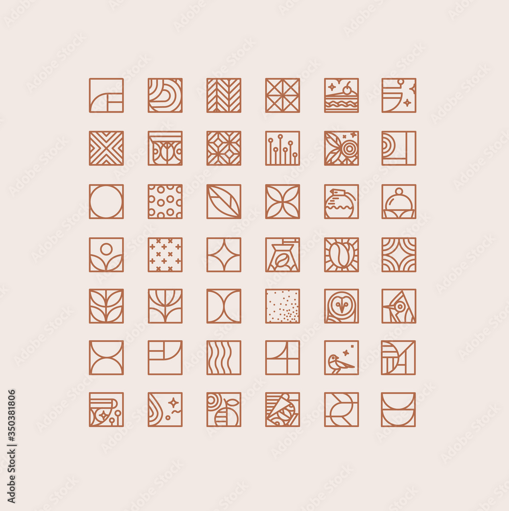 Art Deco coffee icons beige