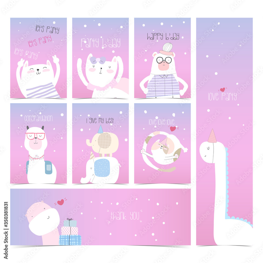 Fototapeta premium Cute set collection invitation card