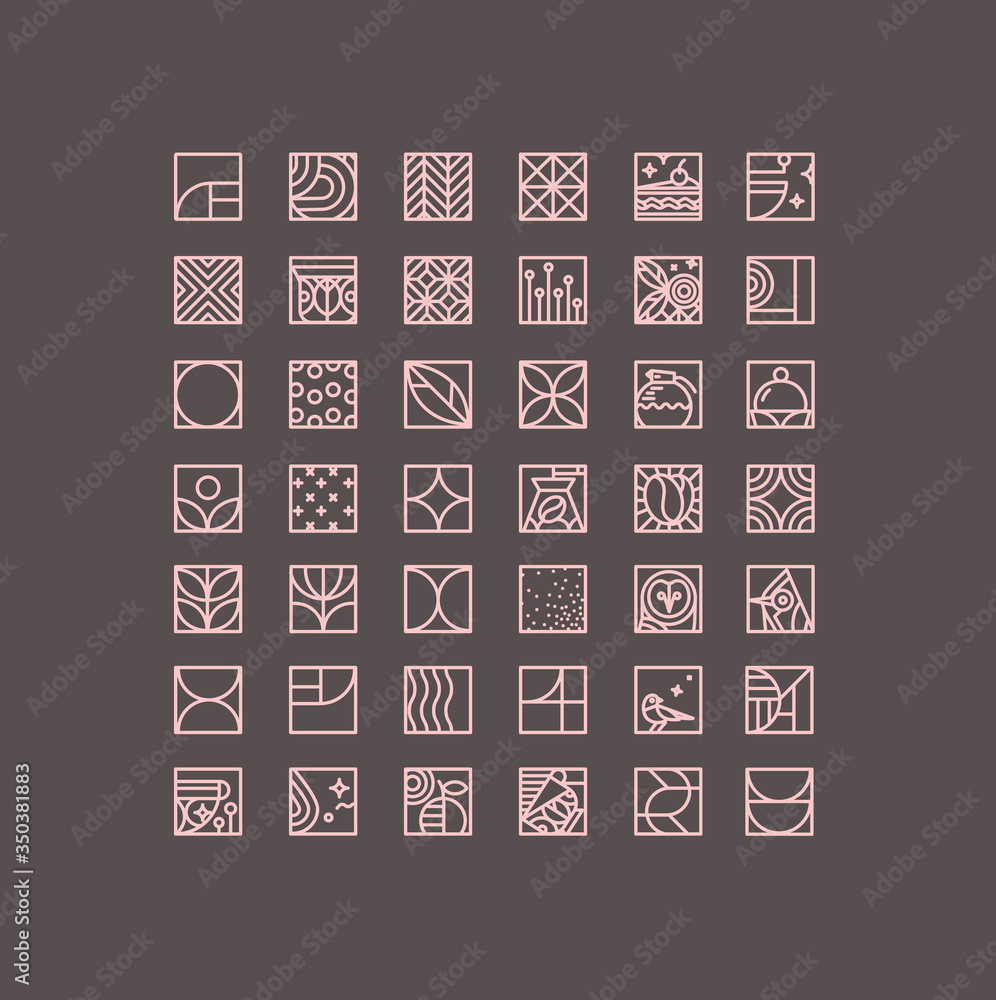 Art Deco coffee icons brown