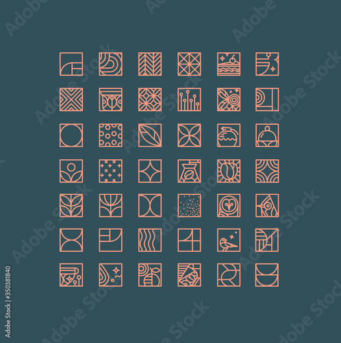 Obraz na płótnie Art Deco coffee icons dark w salonie