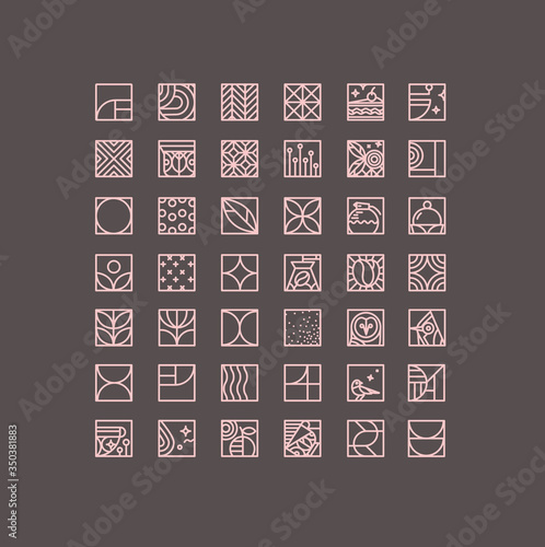 Obraz na płótnie Art Deco coffee icons brown w salonie