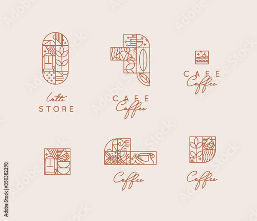Art Deco coffee symbols beige