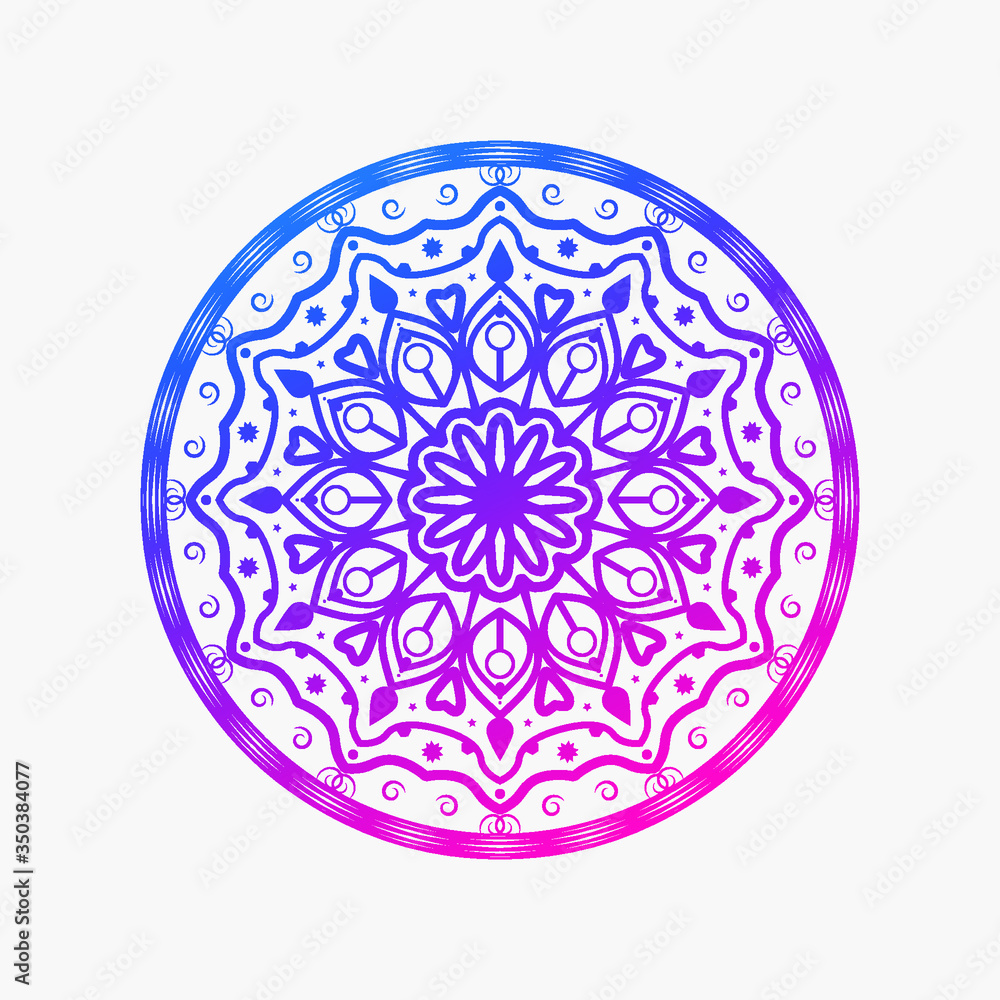 Ornamental mandala with colorful line