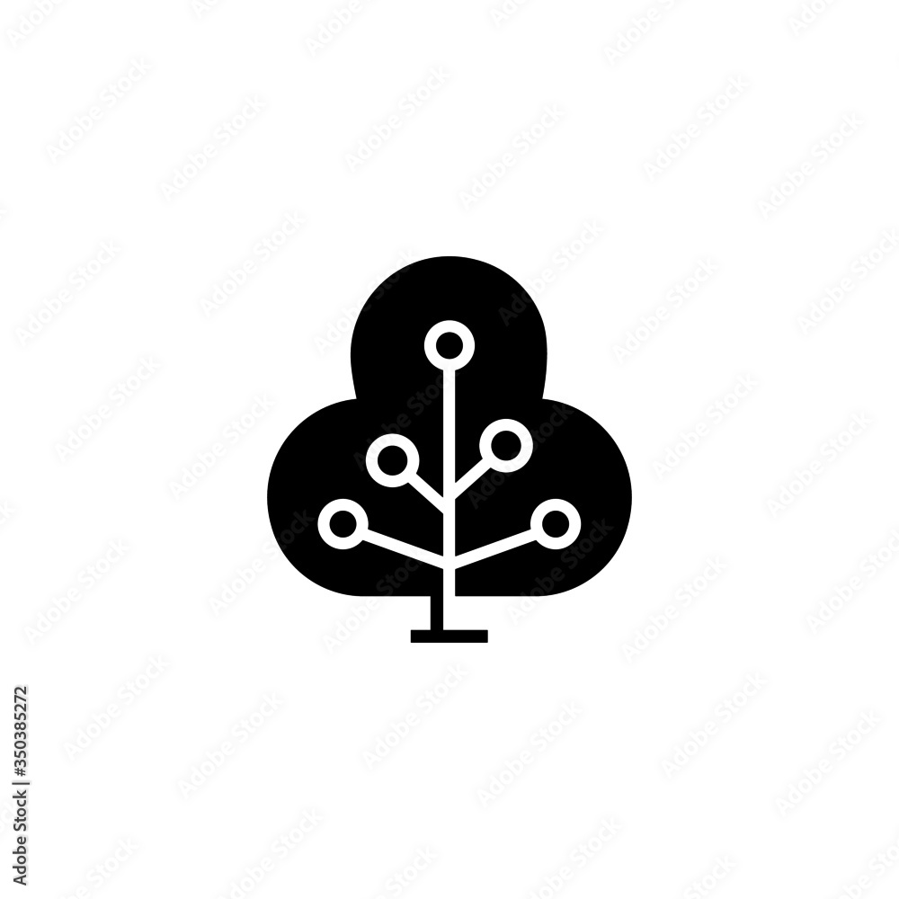 Technology tree vector icon in black solid flat design icon isolated on white background Technology tree vector icon in black solid flat design icon isolated on white background