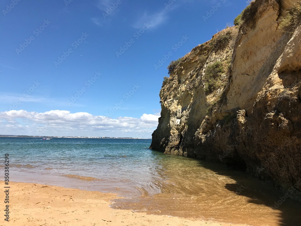 beach and rocks of Praia da Batata in the Algarve,  southern portugal