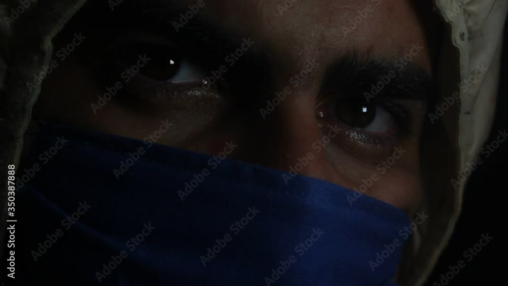 Partial view of a man's face with mask Partial view of a man's face with mask