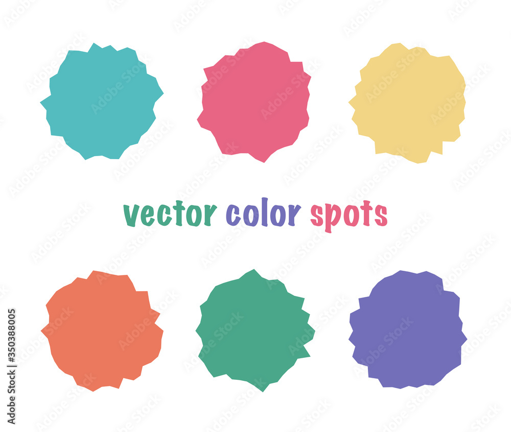 Set of vector color editable spots. Bright circles. Summer color abstract shapes