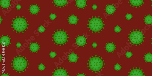 Coronavirus bacteria cell seamless pattern Blood red background vector illustration