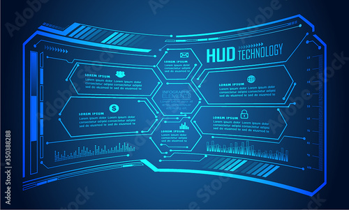 Blue HUD cyber circuit future technology concept background