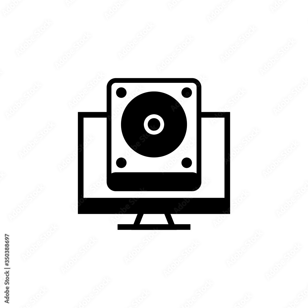 Pc storage vector icon in black solid flat design icon isolated on white background Pc storage vector icon in black solid flat design icon isolated on white background