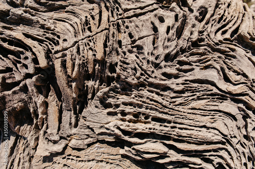 Clastic sedimentary rock texture . photo