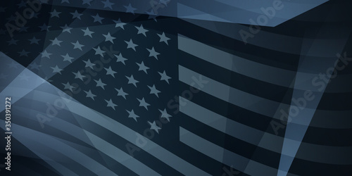 USA independence day abstract background with elements of the american flag in dark blue colors