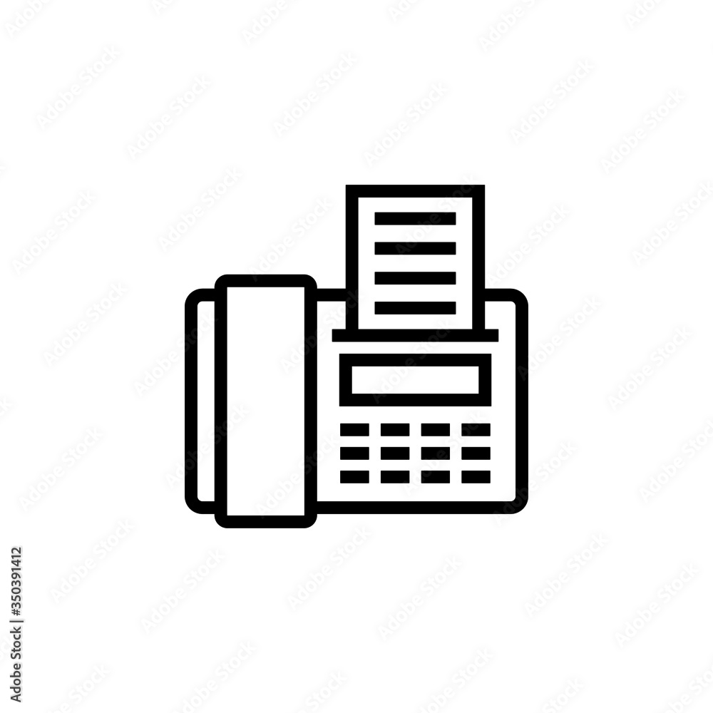 Telephone with fax glyph icon in linear, outline icon isolated on white background Telephone with fax glyph icon in linear, outline icon isolated on white background