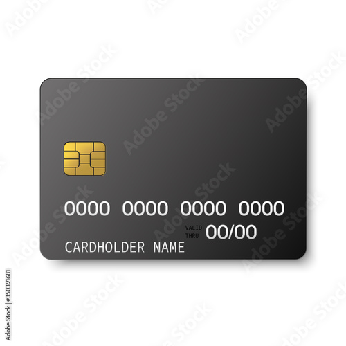 Credit plastic card with emv chip. Mock up. Vector
